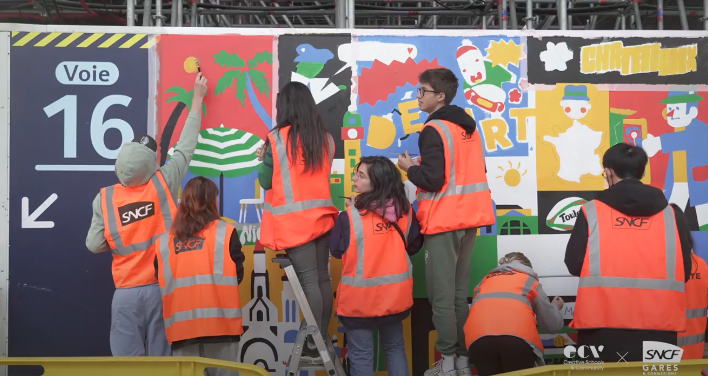 Création des fresques de la Gare Paris Austerlitz par les étudiants de l'ECV